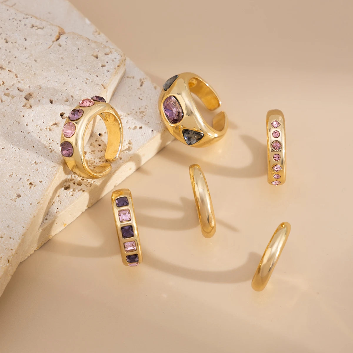 Anillos Ibicencos Boho Multicapa con Detalles Artesanales gold rings