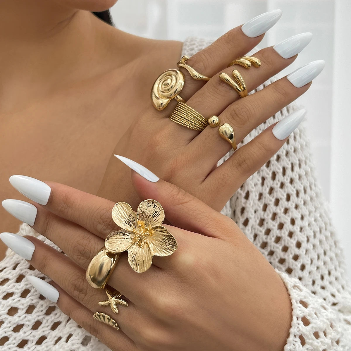 Anillos Ibicencos Set de 8pc Boho con Diseño Artesanal Mediterráneo old summer rings
