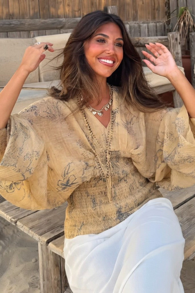 Blusa Ibicenca Boho con Bordados y Mangas Amplias boho shirt