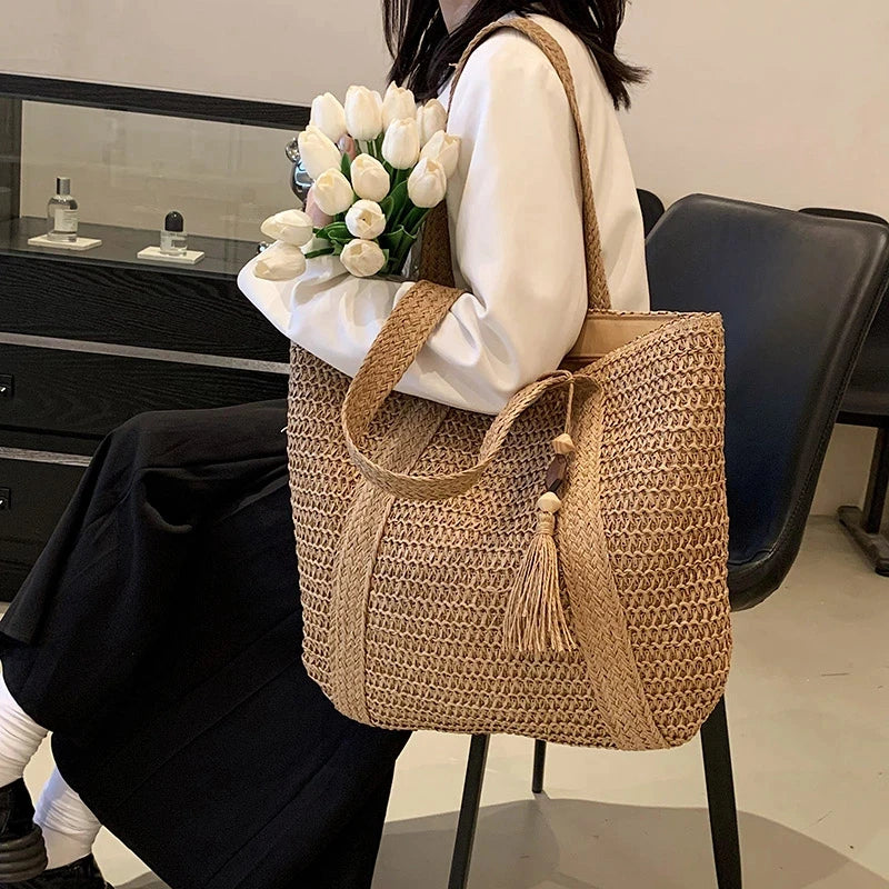 Bolso Ibicenco Boho de Punto Artesanal con Asa Ancha boho beach bag
