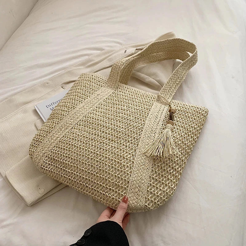 Bolso Ibicenco Boho de Punto Artesanal con Asa Ancha boho beach bag