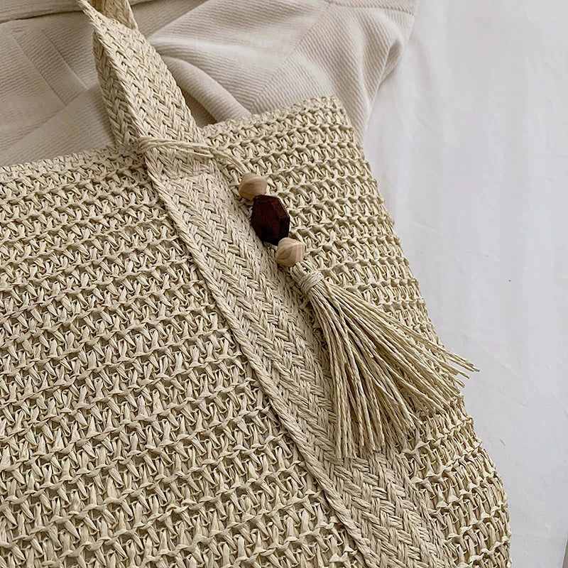 Bolso Ibicenco Boho de Punto Artesanal con Asa Ancha boho beach bag