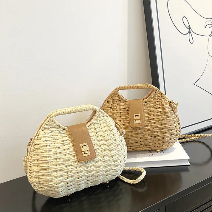 Bolso Ibicenco Boho de Rafia con Asa Estructurada boho bags
