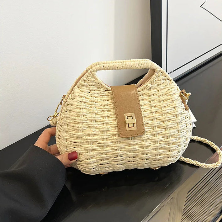 Bolso Ibicenco Boho de Rafia con Asa Estructurada boho bag