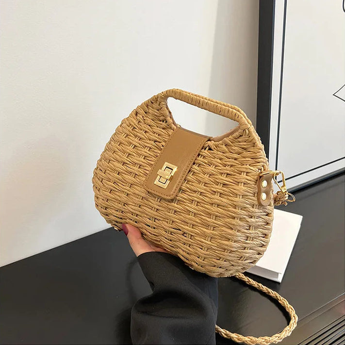 Bolso Ibicenco Boho de Rafia con Asa Estructurada boho bag