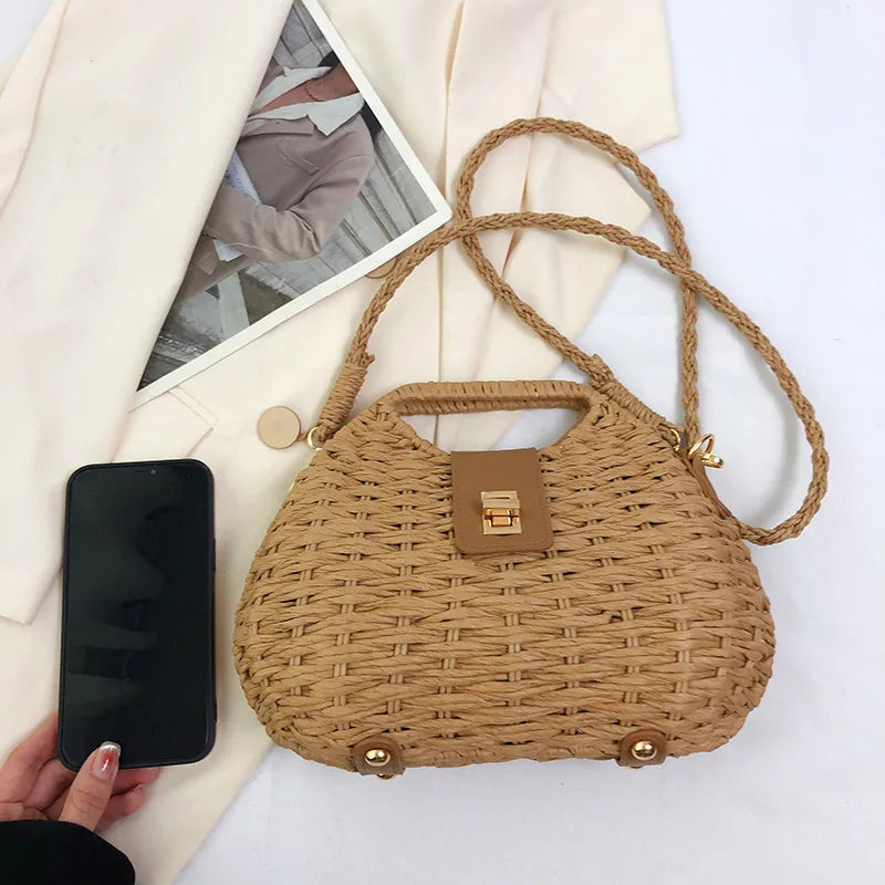 Bolso Ibicenco Boho de Rafia con Asa Estructurada boho bag