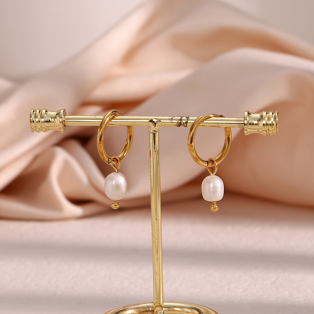 Pendientes Aurora Nacarada gold pearl earrings