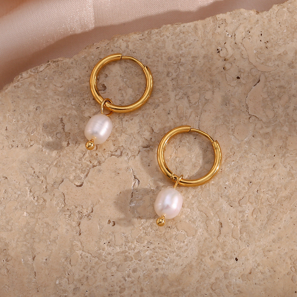 Pendientes Aurora Nacarada gold pearl earrings
