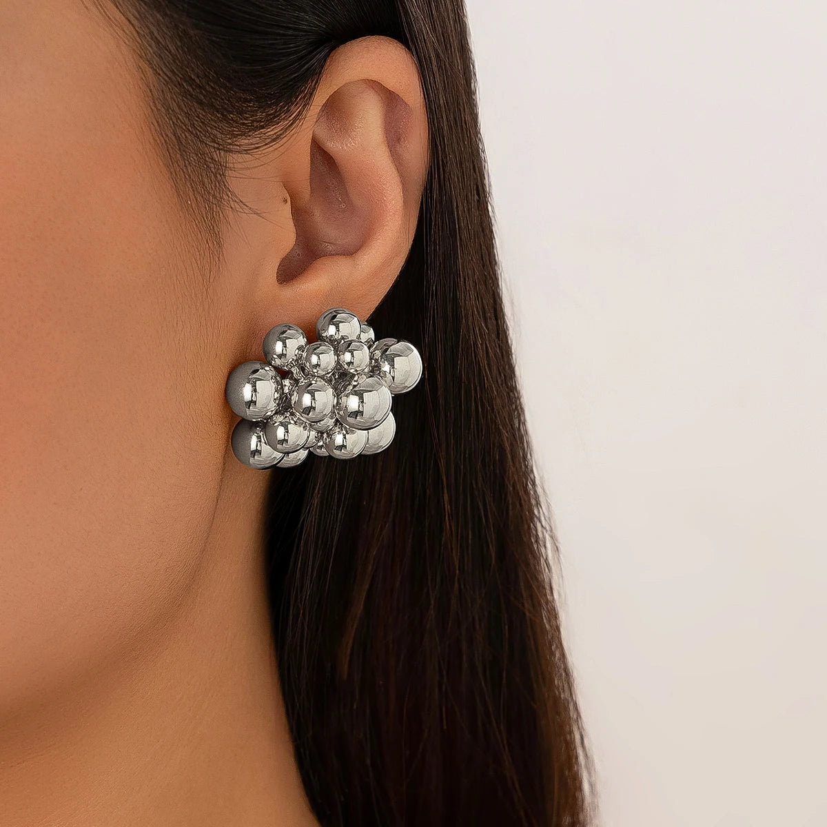 Pendientes Ibicencos con Racimo de Esferas Boho silver earrings