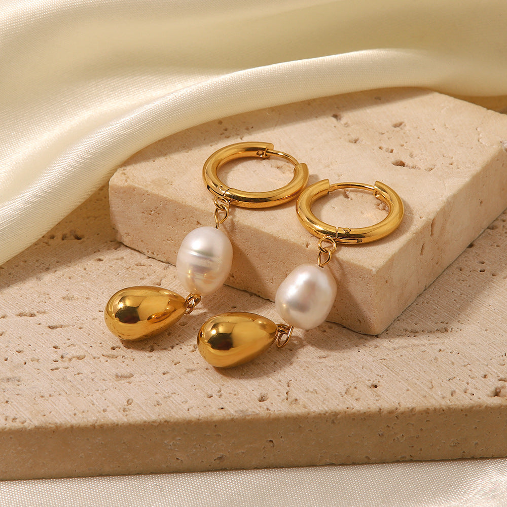 Pendientes de Perla Dorada pearl gold earrings
