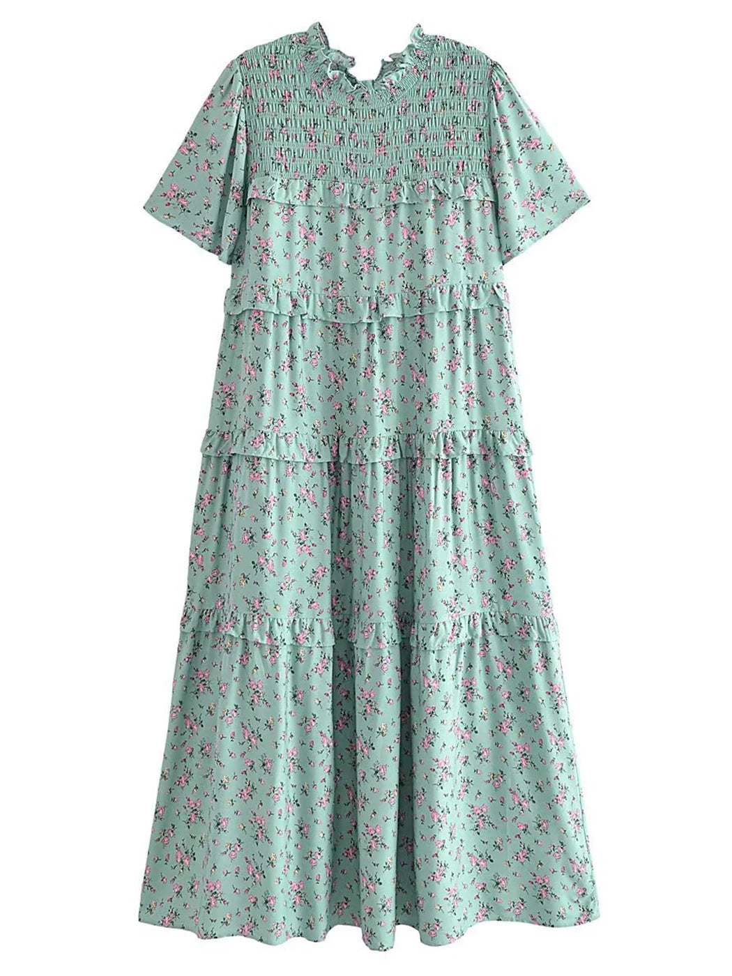 Vestido Ibicenco Coloreado de Verano Floral con Cordones