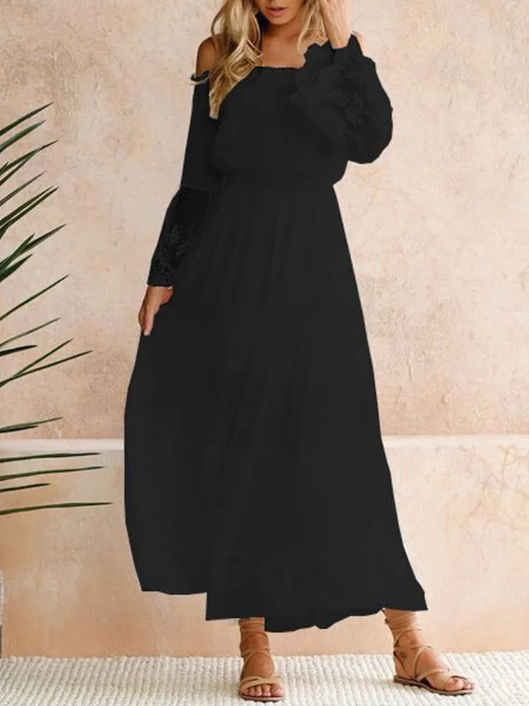 Vestido Ibicenco Blanco con Hombros Descubiertos