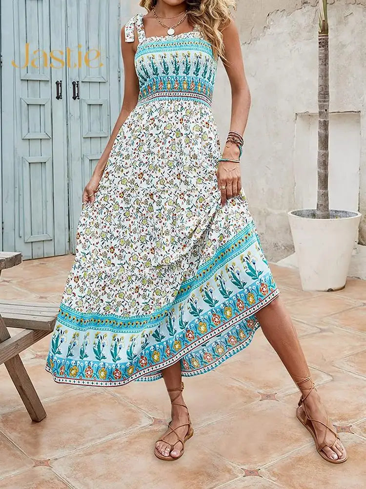 Vestido Ibicenco Sin Mangas Espalda Descubierta Ajustable