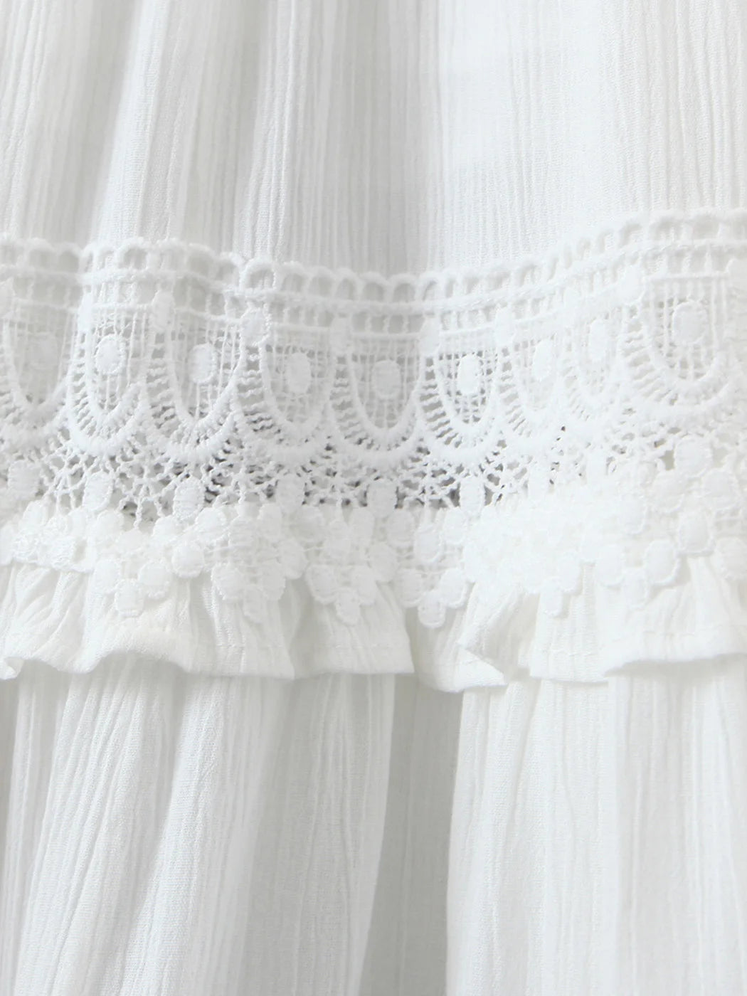 Vestido Ibicenco Midi de Encaje Blanco con Cintura Alta
