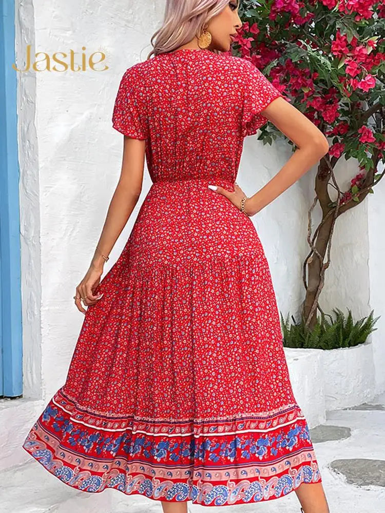 Vestido Ibicenco Bohemio Vintage Floral Verano con Corte A-line