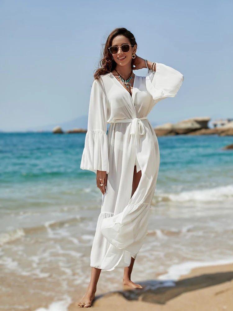 Vestido Ibicenco Largo de Gasa para Playa