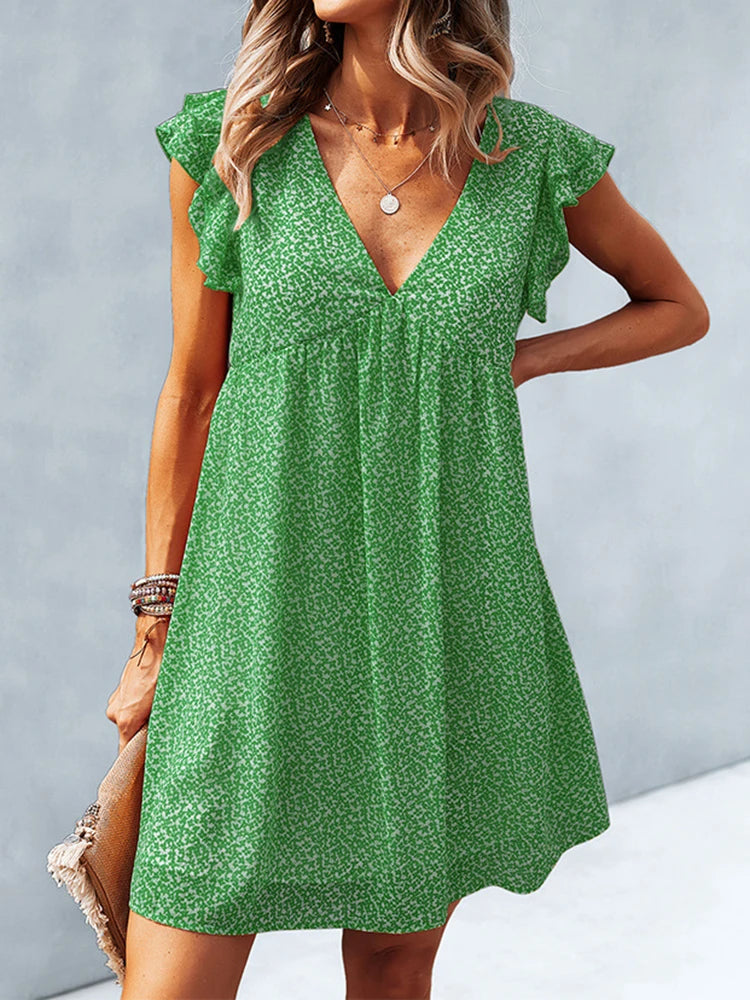 Vestido Ibicenco de Verano Floral con Escote en V