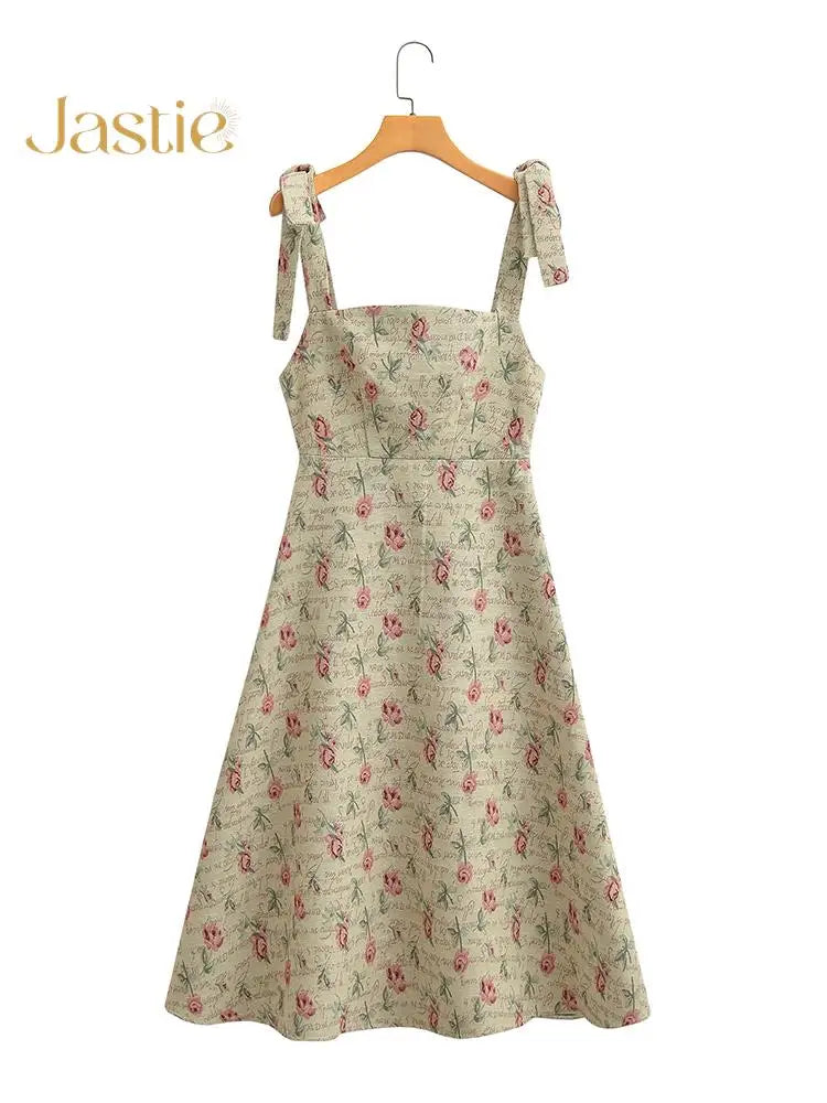 Vestido Ibicenco Verano Floral con Tirantes Ajustables y Lazo