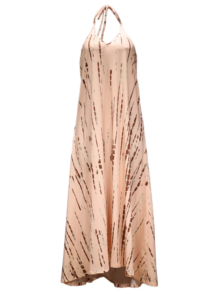 Vestido Ibicenco Boho Halter Sin Espalda y Sin Mangas