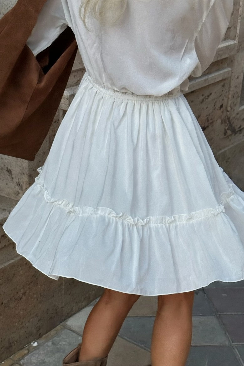 Vestido Corto Ibicenco Boho con Volantes y Manga Acampanada short boho dress