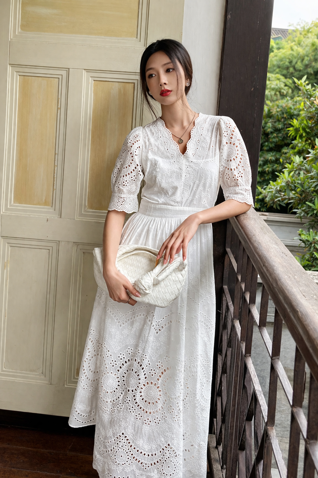 Vestido Ibicenco Blanco Retro con Encaje long white boho dress