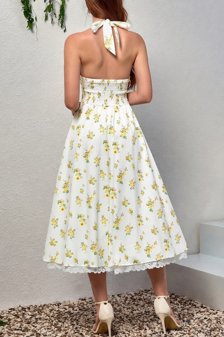 Vestido Ibicenco Boho de Tirantes con Escote Cruzado y Falda Midi Fluida midi summer dress