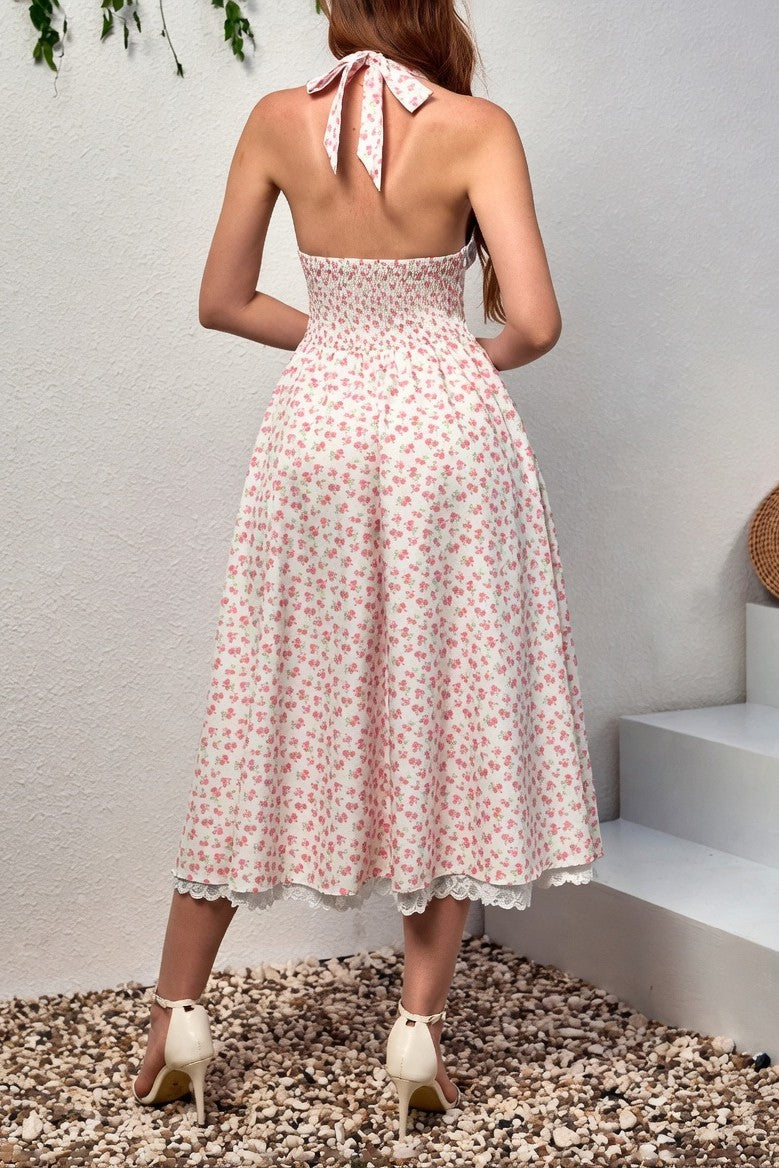 Vestido Ibicenco Boho de Tirantes con Escote Cruzado y Falda Midi Fluida midi summer dress