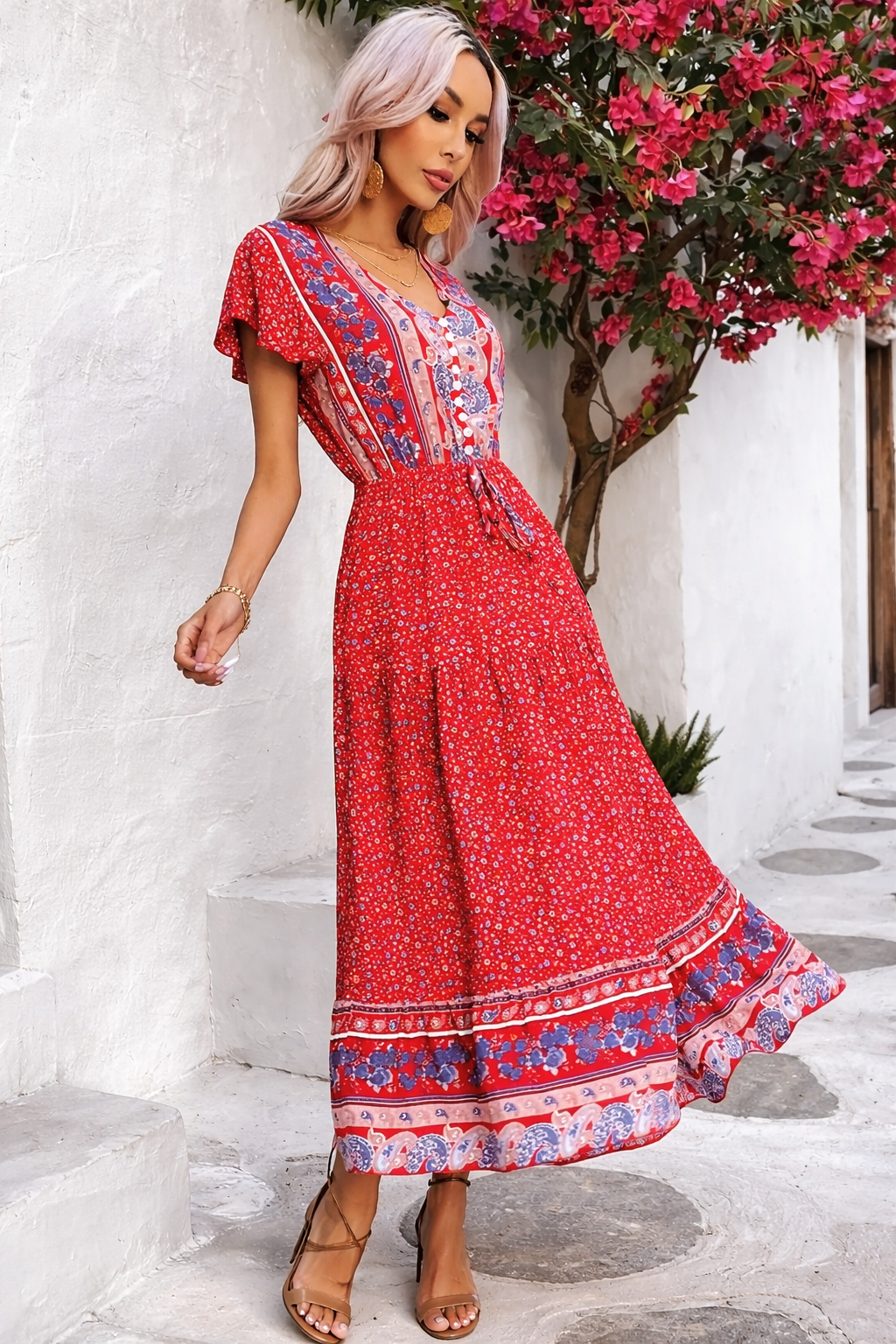 Vestido Ibicenco Bohemio Vintage Floral Verano con Corte A-line boho dress