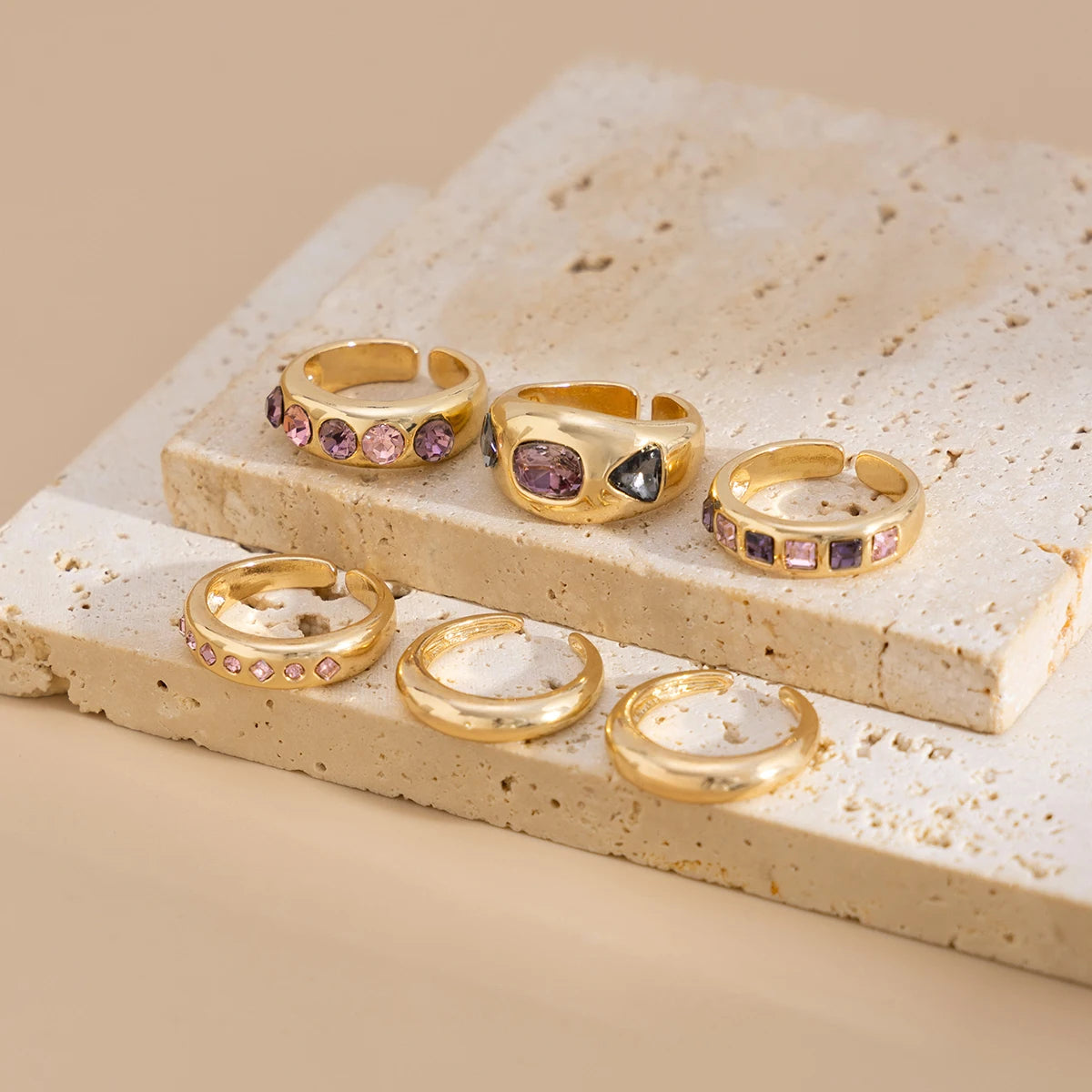 Anillos Ibicencos Boho Multicapa con Detalles Artesanales gold rings