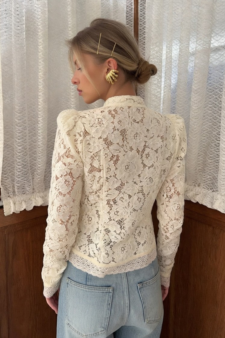 Blusa Ibicenca Boho de Encaje con Manga Larga y Detalles Calados boho shirt