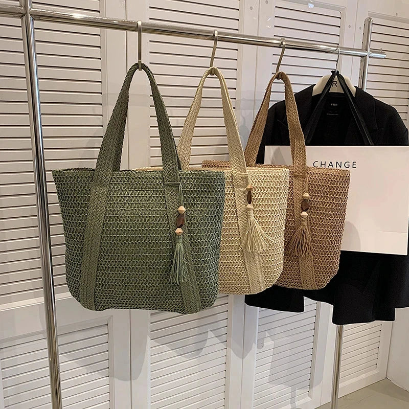 Bolso Ibicenco Boho de Punto Artesanal con Asa Ancha boho beach bag