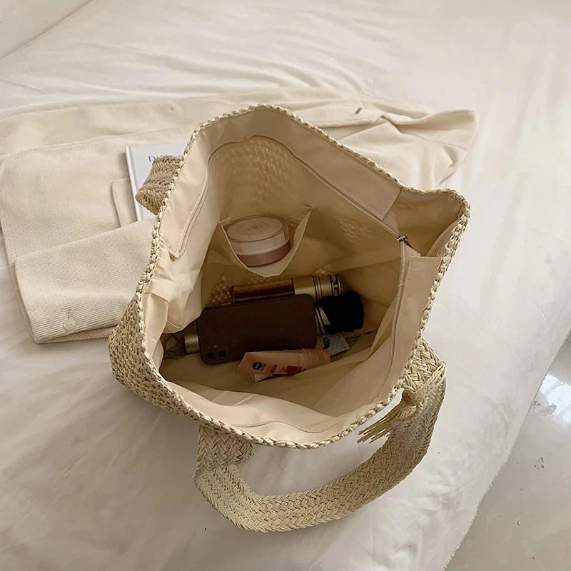 Bolso Ibicenco Boho de Punto Artesanal con Asa Ancha boho beach bag