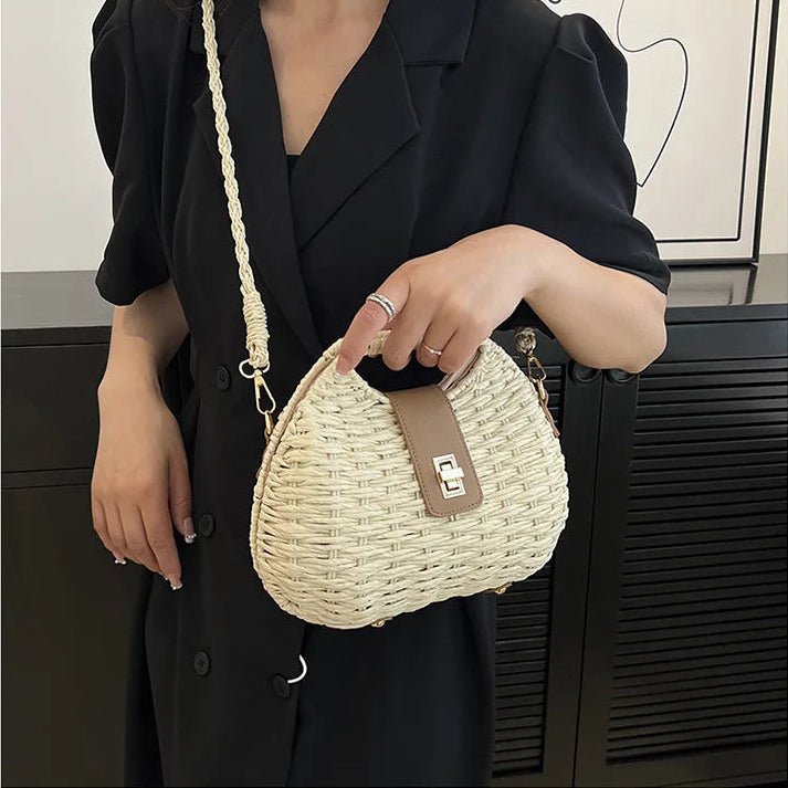 Bolso Ibicenco Boho de Rafia con Asa Estructurada boho bag