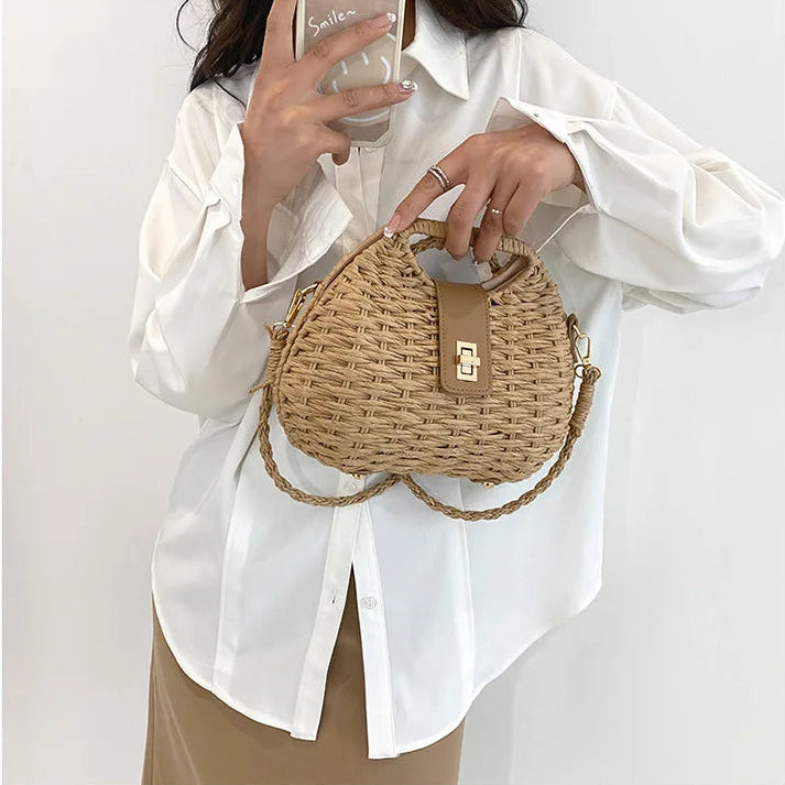 Bolso Ibicenco Boho de Rafia con Asa Estructurada boho bag