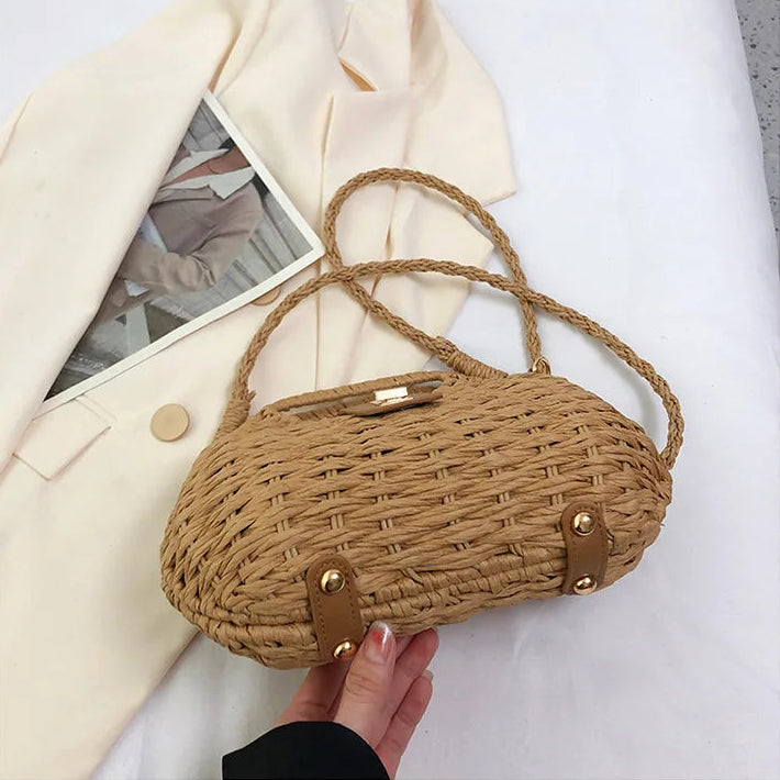 Bolso Ibicenco Boho de Rafia con Asa Estructurada boho bag