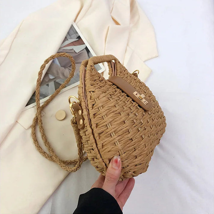 Bolso Ibicenco Boho de Rafia con Asa Estructurada boho bag