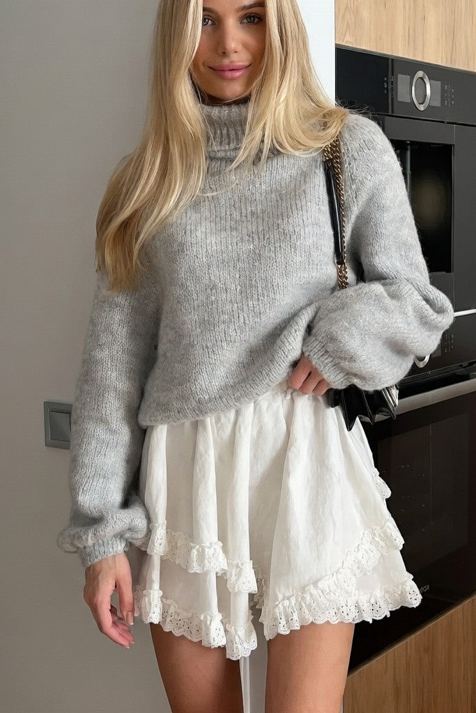 Falda Corta Ibicenca Boho con Volantes y Encaje short boho skirt