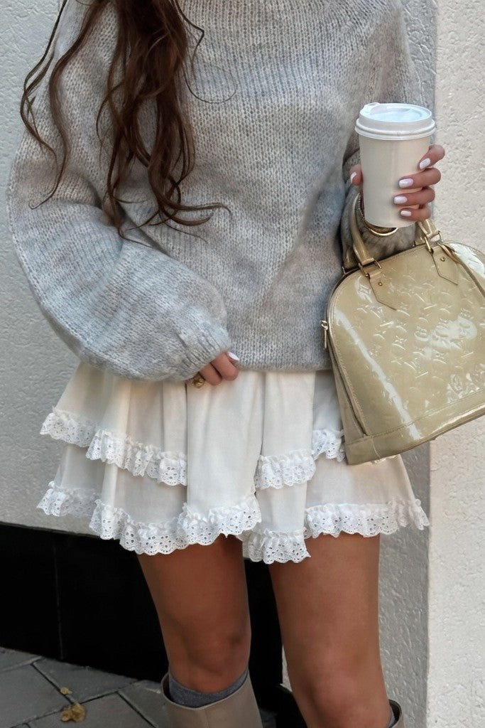 Falda Corta Ibicenca Boho con Volantes y Encaje short boho skirt