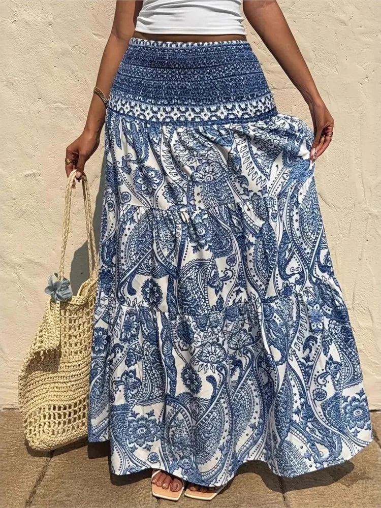 Falda Ibicenca Boho, Larga y Suelta, Estilo Casual Playa boho skirt