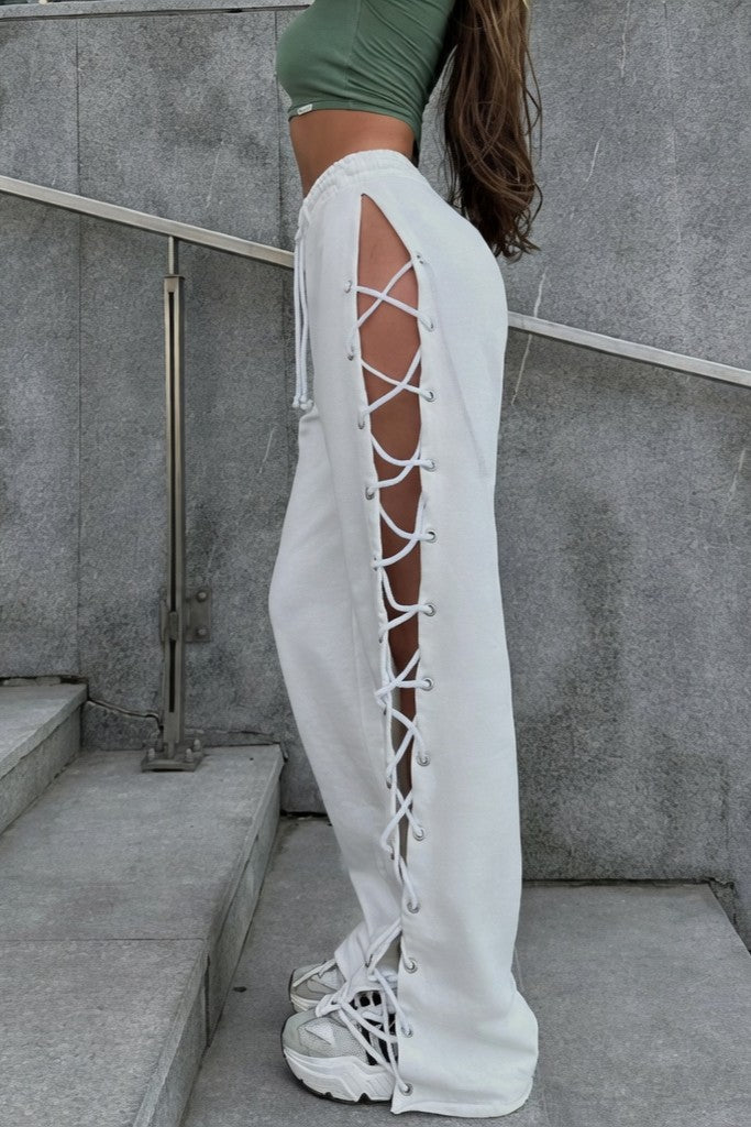 Pantalón Ibicenco Blanco con Lazos Laterales Cruzados boho pants