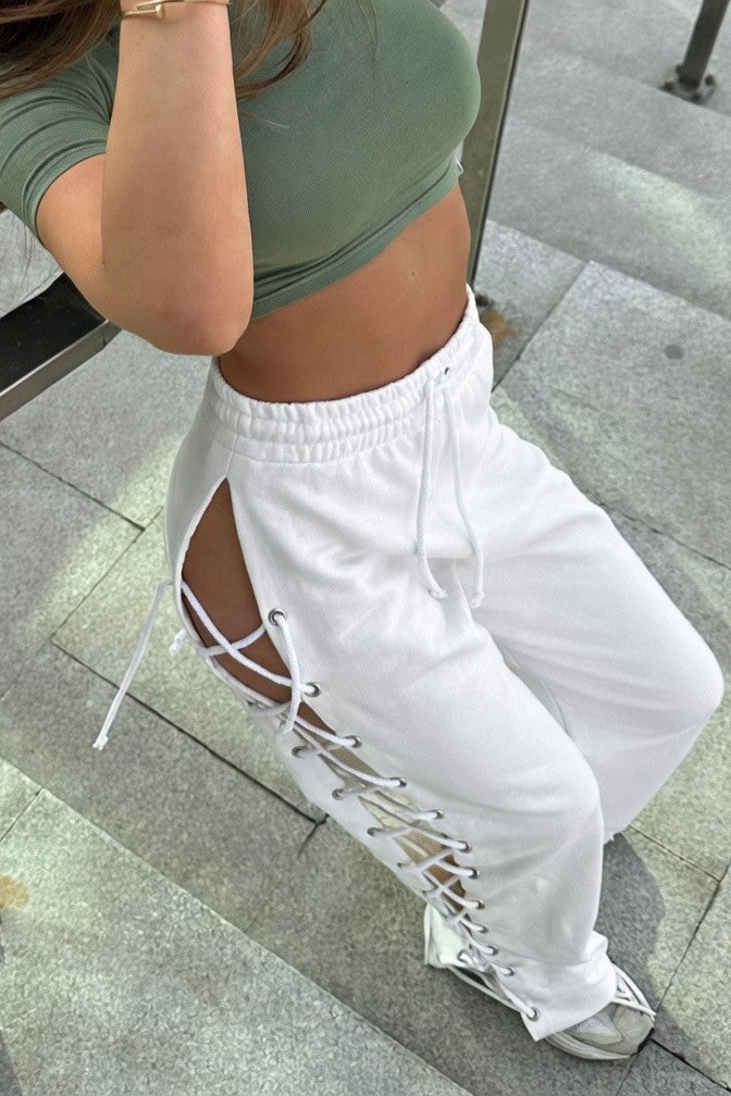 Pantalón Ibicenco Blanco con Lazos Laterales Cruzados boho pants