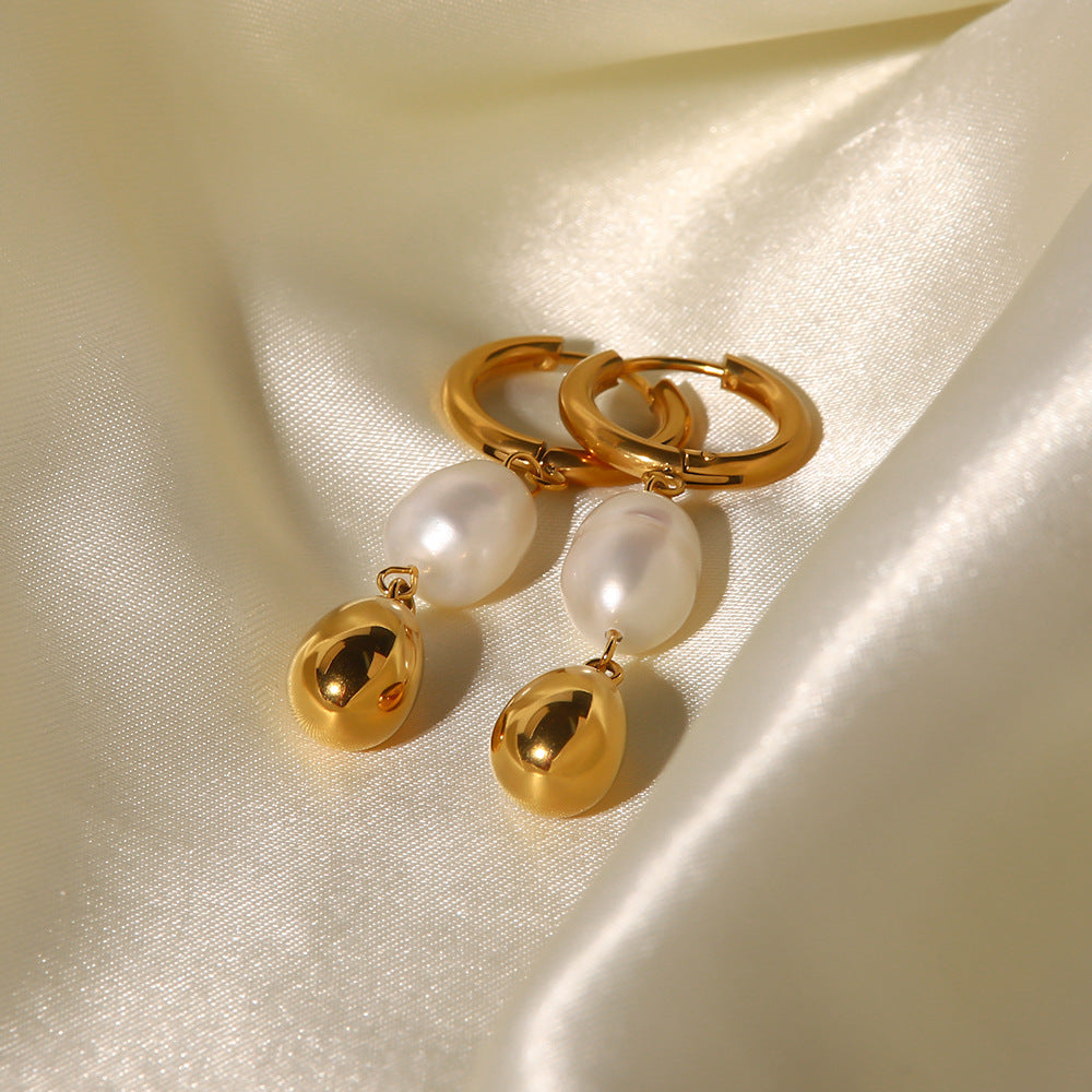 Pendientes de Perla Dorada pearl gold earrings