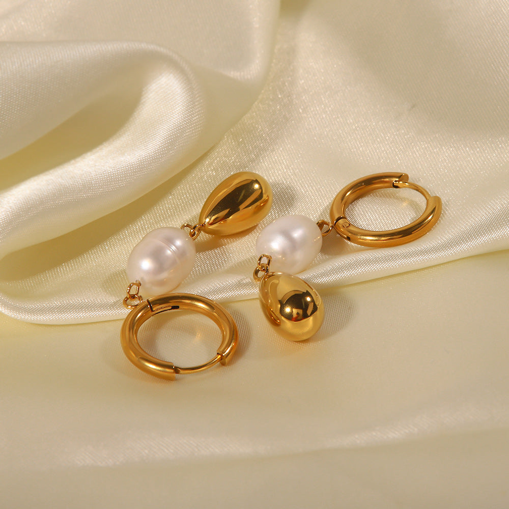 Pendientes de Perla Dorada pearl gold earrings