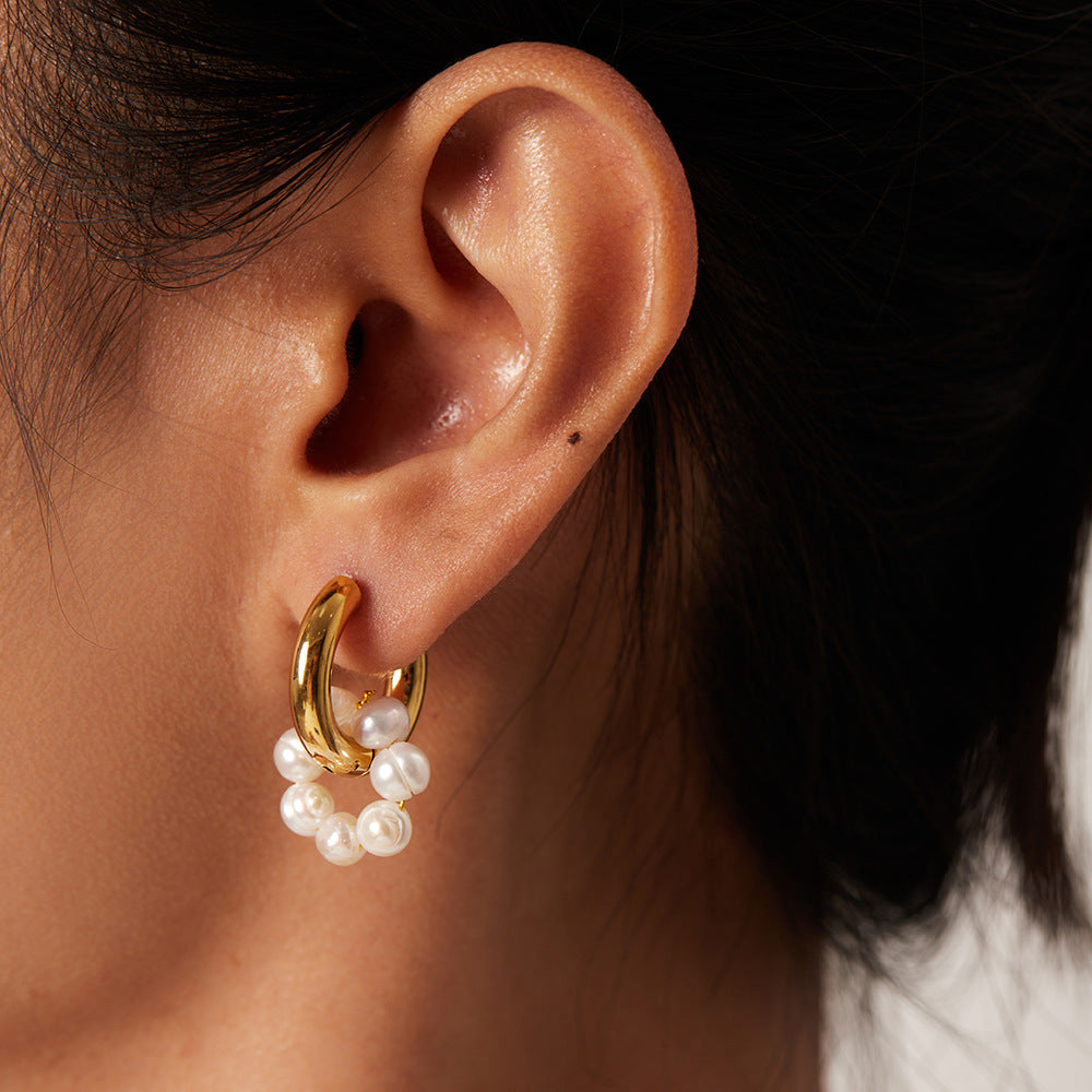 Pendientes de Perlas de Nácar gold pearl earrings