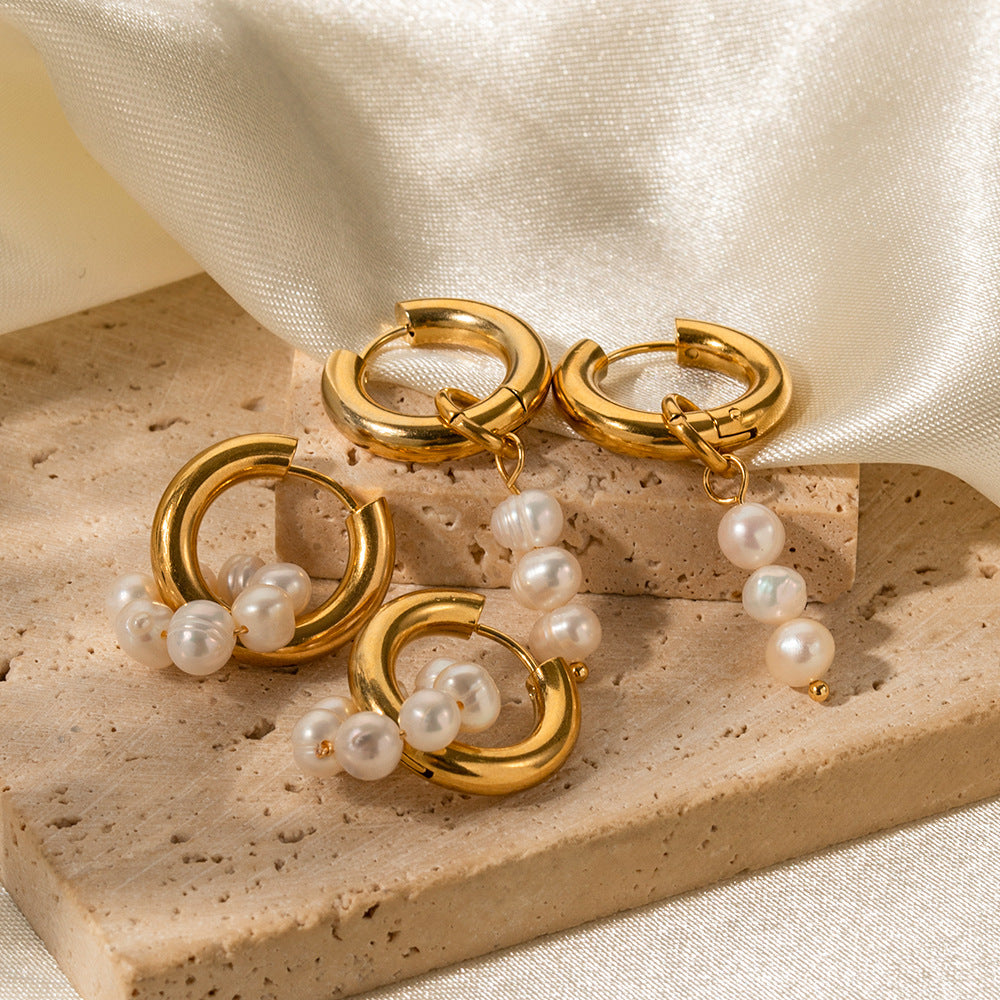 Pendientes de Perlas de Nácar gold pearl earrings
