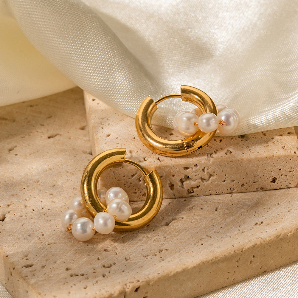 Pendientes de Perlas de Nácar gold pearl earrings