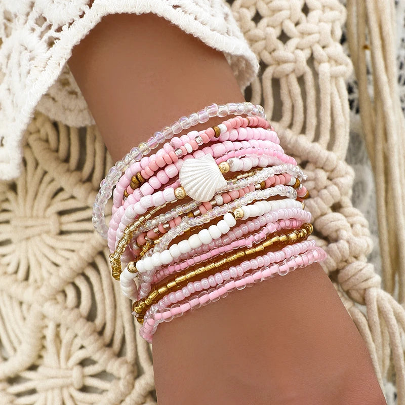 Pulsera Ibicenca Boho Multivuelta con Detalles Artesanales beaded boho bracelet