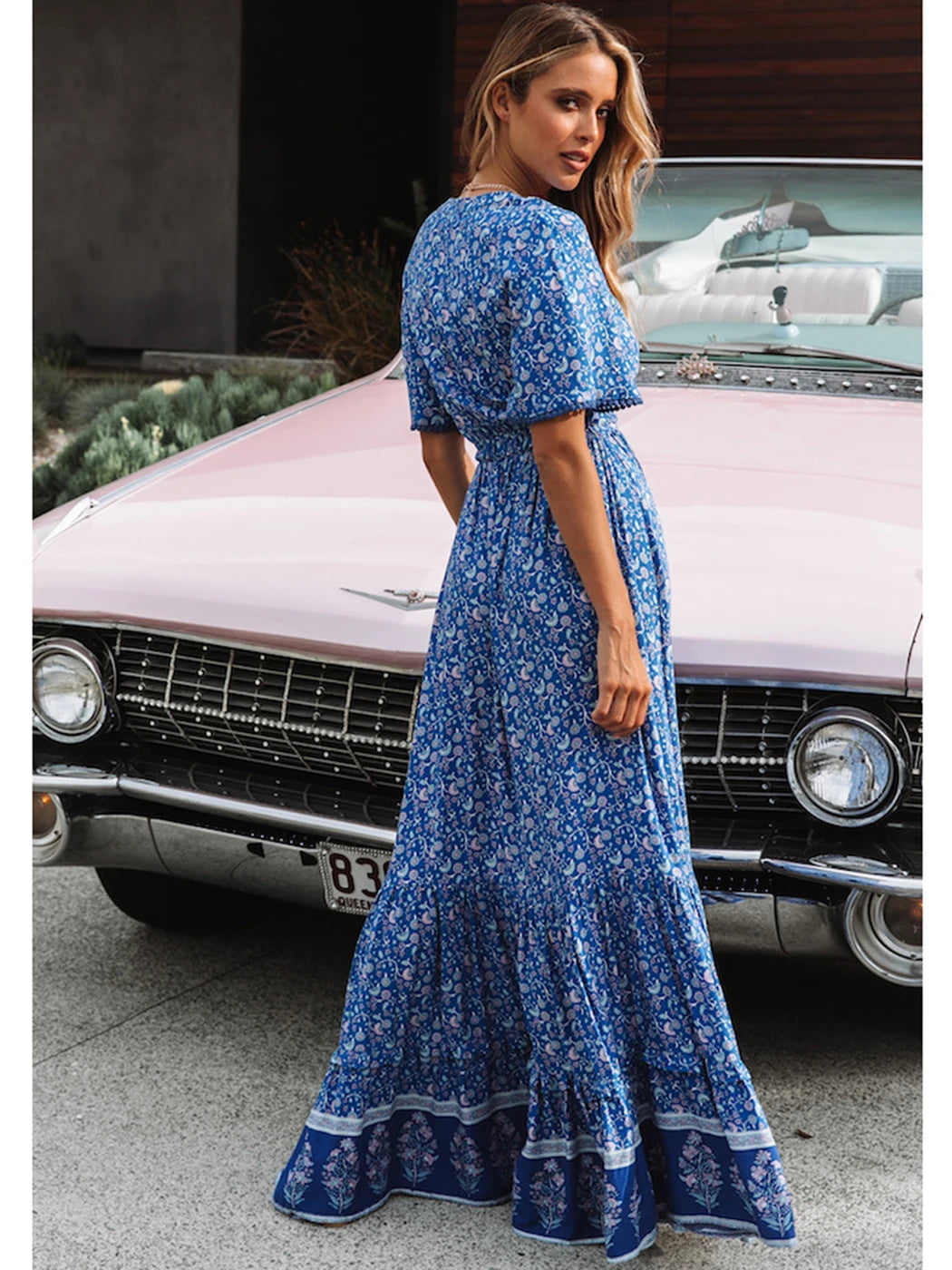 Vestido Ibicenco con Cintura Ajustable y Volante Delicado