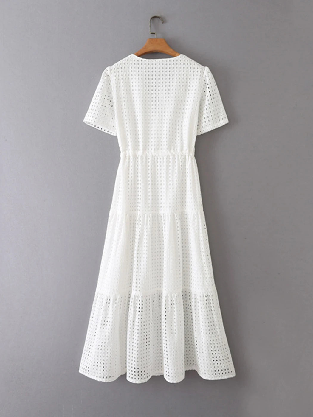 Vestido Ibicenco Boho Midi Blanco con Detalle de Gancho