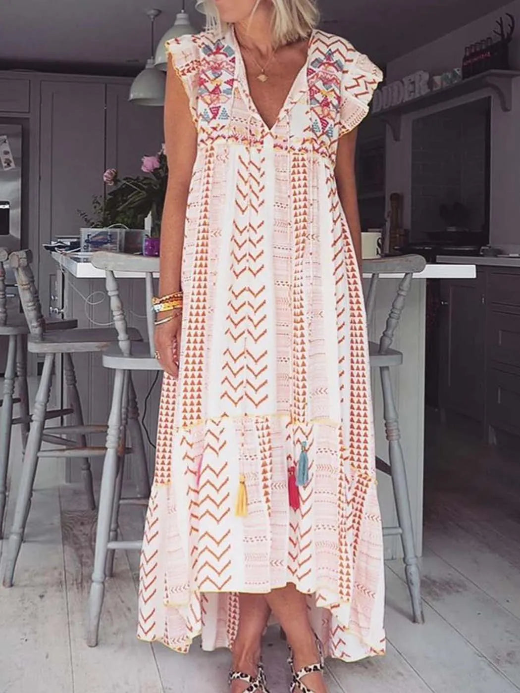 Vestido Ibicenco Bohemio Largo y Estampado